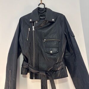 Barneys Black 100% Real Sheep Leather Jacket